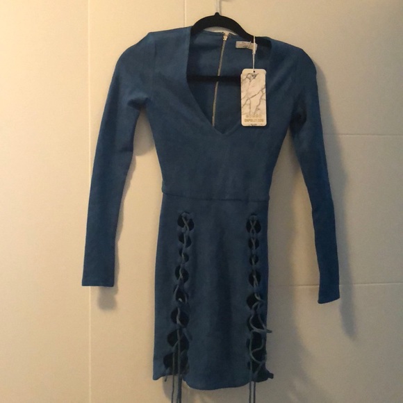 BNWT lace up mini suede mini dress - Picture 1 of 2